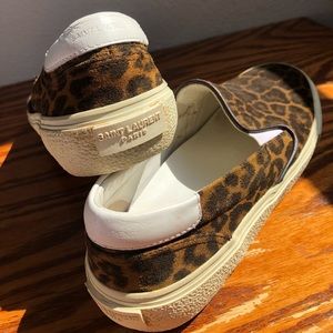 Saint Laurent Leopard Print Slip On Shoes
